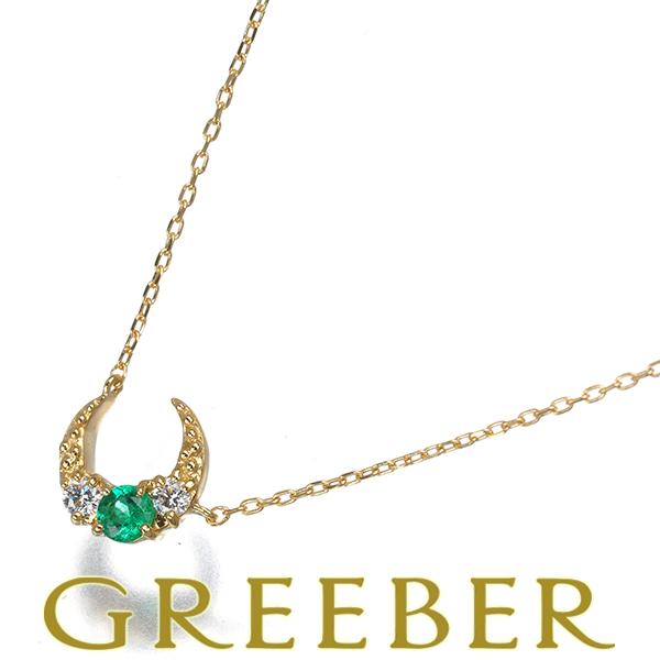 スタージュエリー ネックレス エメラルド ダイヤ ダイヤモンド 0.04ct ムーン K18YG B...