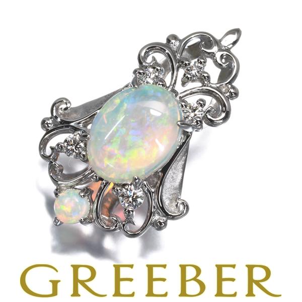 ポーラ ペンダントトップ オパール 0.85ct ダイヤ ダイヤモンド 0.12ct 透かし クラシ...