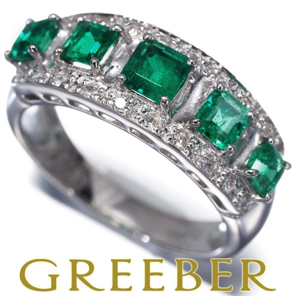 エメラルド 0.92ct ダイヤ ダイヤモンド 0.12ct クラシック リング Pt900 鑑別書...