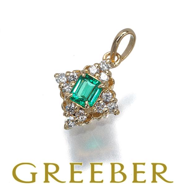 エメラルド 0.09ct ダイヤ ダイヤモンド 0.09ct ペンダントトップ K18YG GENJ