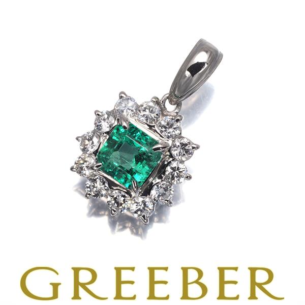 エメラルド 0.76ct ダイヤ ダイヤモンド 0.57ct クラシック ペンダントトップ Pt90...