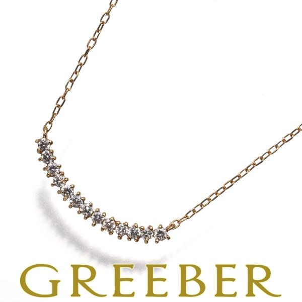 ダイヤ ダイヤモンド 0.12ct カーブ ネックレス K18YG GENJ