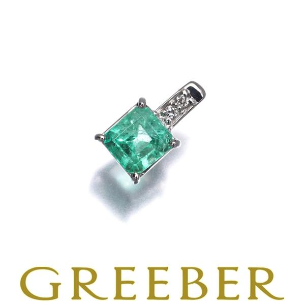 エメラルド 0.50ct ダイヤ ダイヤモンド 0.01ct ペンダントトップ Pt950 ソーティ...