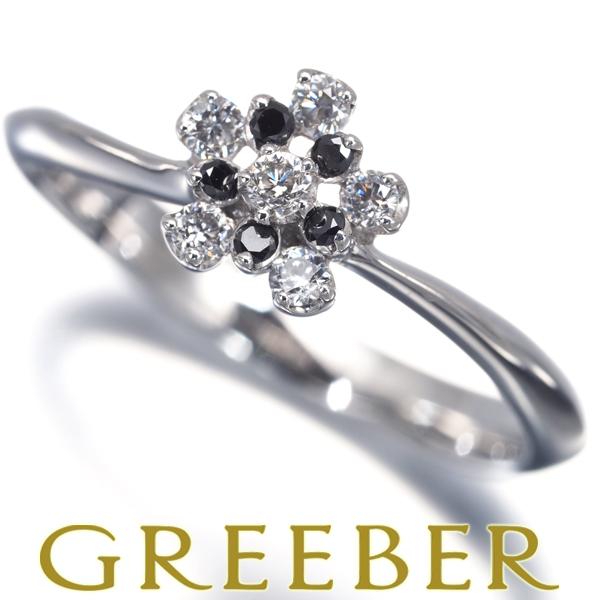 ポンテヴェキオ リング ブラック＆クリア ダイヤ ダイヤモンド 0.12ct/0.03ct フラワー...