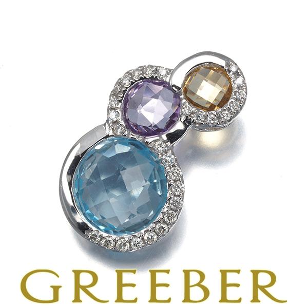 トパーズ アメジスト シトリン 4.19ct ダイヤ ダイヤモンド 0.16ct 多面カット ペンダ...