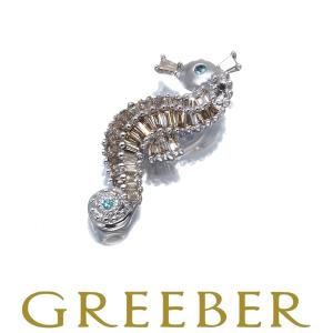 ダイヤペンダントトップ ダイヤモンド 0.31ct パライバトルマリン タツノオトシゴ アニマル K18WG  GENJ