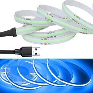 LEKE COB テープライトLEDストリップライトフレキシブル 高密度 LEDテープライト1m 320LEDs/m ブルーライト DC5V 180°