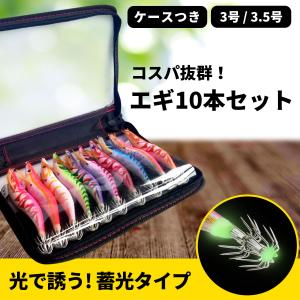 エギ エギング セット 10本 釣り 釣具 2.5号 3.0号 3.5号 収納ケース付