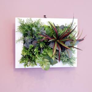 壁面グリーンフレームドラセナ ホワイト（光触媒）造花・観葉植物・インテリアグリーン｜green-arts