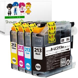 ブラザー LC213-4PK (PGBK/C/M/Y) 顔料4色セット brother 互換インクカートリッジ 残量表示 ICチップ付 LC213 印刷｜green-shower