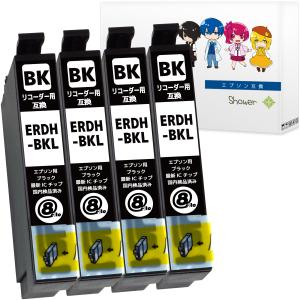 エプソン RDH-BK-L (増量ブラック/4本セット) リコーダー EPSON 互換インクカートリッジ 残量表示 ICチップ付 印刷｜green-shower