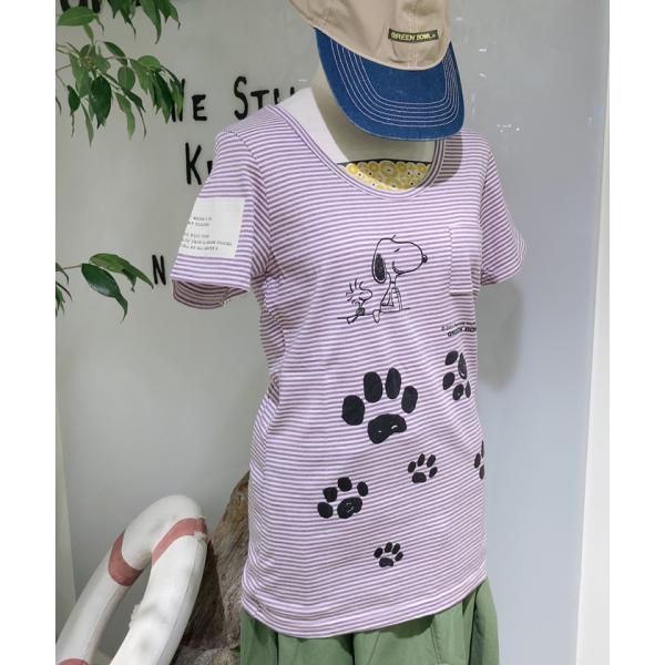 【日本製】スヌーピー【SNOOPY】Border Pattern Pocket T-shirts