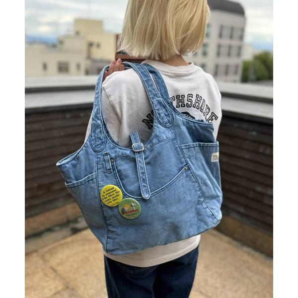 スヌーピー【SNOOPY】Denim Remake Pocket Tote Bag(缶バッチ2個付)
