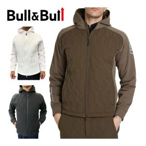 Bull＆Bull ゴルフウェア メンズ キルト フリース ハイブリッド フルジップ フーディー ブルゾン M080-42020 2023年秋冬モデル M-XL｜greenfil-wear