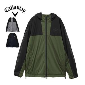 キャロウェイ ゴルフ　ダブルジップ 2WAYダウンブルゾン カーキ　ブラック Callaway（キャロウェイ） メンズ ゴルフウェア 接結ジャカード 2WAY