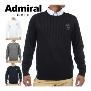 アドミラルゴルフ メンズ ウェア ビッグランパント クルーネック セーター ADMA376 2023年秋冬モデル M-LL｜greenfil