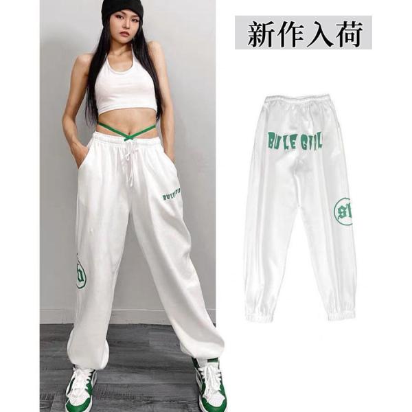 団体服ボトムスカーゴパンツ 運動パンツ レディース原宿風韓国ファッションロングスポーティワイドズボン...