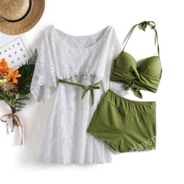 水着レディース 体型カバー 水着セット ビキニ水着 レディース ビスチェ ワンピース ビーチ カバー...