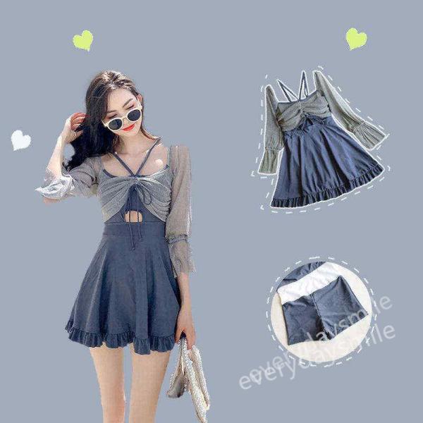 水着 レディース 上下セット スイミング ワンピース 体型カバー 着痩せ 大人 温泉 海水浴 水泳 ...