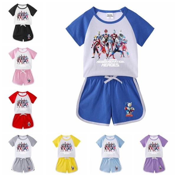 夏大人気 バイカラーウルトラマン Ultraman 子供服 セットアップ キッズ 上下セット 2点セ...
