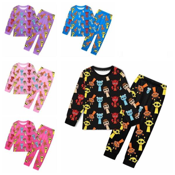 スプランキー sprunki パジャマ 上下セット 子供 かわいい キャラクター Tシャツ 長袖 長...