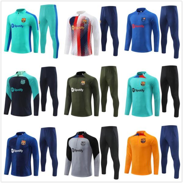 秋冬 子供 サッカー ユニフォーム上下セットメンズ 大人 長袖 2324 2425 バルサ トレーニ...