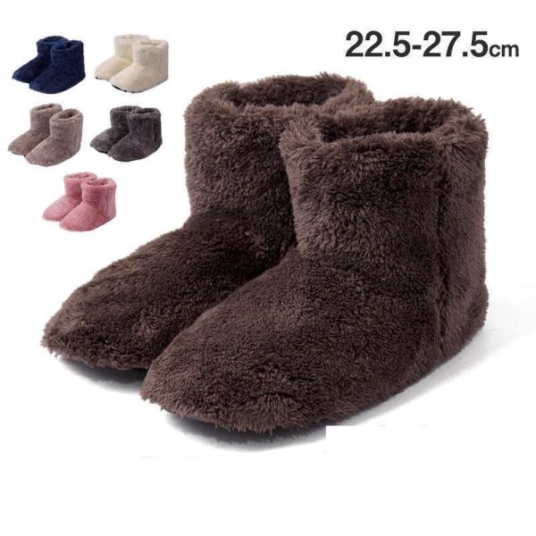 スリッパ ルームシューズ かかと付き 冬用 暖かい もこもこ メンズ レディース おしゃれ 洗える ...