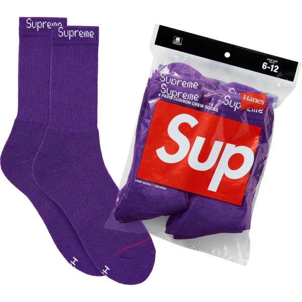 Supreme Hanes Crew Socks 4p purple シュプリーム ヘインズ コラボ...