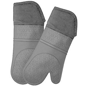 MKUTO 耐熱ミトン 断熱オーブンミトン 鍋つかみ 手袋 シリコン製 防水 滑り止め キッチン用 バーベキュー用 電子レンジ クッキング用