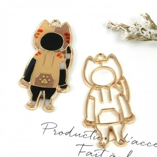 空枠 パーカーねこ きれいめゴールド ネコ 猫 キャット 動物 アニマル animal レジン枠 空...