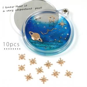 チャーム 10個 スターダスト 両面 楽々封入♪カン無しチャーム きれいめゴールド お買い得 手芸 パーツ 封入 star 宇宙 銀河 夜空 星座
