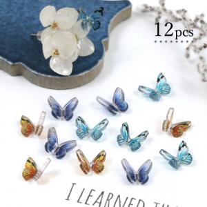プラパーツ 3種12個 小さな立体バタフライ ネイルサイズ 3色 蝶々 ちょうちょ ネイルパーツ レジンデコ デコパーツ 手芸 貼り付け デコ カボション