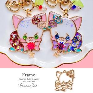 空枠 レジン枠 フレーム さくらの花飾りネコ 桜 フラワー はな 猫 ねこ