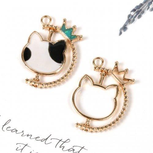 空枠 回転式クラウンキャットフレーム きれいめゴールド レジン枠 ネコ 猫 にゃんこ ニャンコ 動物...