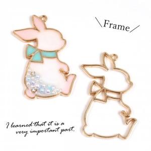 空枠 レジン枠 フレーム チャーム うさぎ ウサギ ラビット 兎 動物 アニマル ぬいぐるみ 手芸 リボンうさぎ きれいめゴールド
