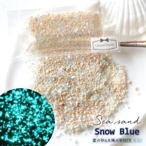 5g 蓄光粒入 本物の星の砂&amp;太陽の砂ミックス スノーブルー 青 自然素材 封入パーツ 星砂 サンド 海 マリン 夏 海の砂 少量 夜光塗料 UVレジン