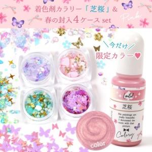 ■福袋 今しか買えない限定カラーの着色剤「芝桜」と封入4種のセット♪ カラリー イリュージョンカラー ビジュー さくら 蝶 ちょうちょ 花 フラワー ピンク