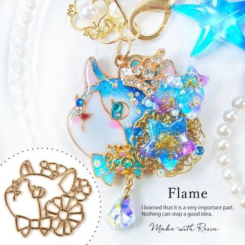 空枠 花と猫 きれいめゴールド ねこ ネコ にゃんこ フラワー フレーム レジン枠 動物 anima...