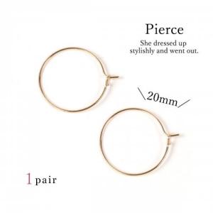 ピアス・イヤリング 1ペア シンプルフープピアス 20mm きれいめゴールド アクセサリーパーツ リング pair 基礎パーツ 基本金具 手芸