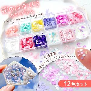 レジン 封入 桜のはなびらホログラム 12色セット レジン封入 和風 和 桜 さくら サクラ 花びら はな フラワー 春 ネイルパーツ ネイル デコパーツ キラキラ 手芸