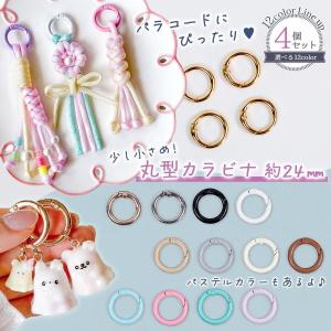 キーホルダー 4個 小さめ 丸型カラビナ 24mm 16mm 金具 リング パーツ 資材 ナスカン キーリング パラコード金具 ゴールド パステルカラー カラフル 選べる12色