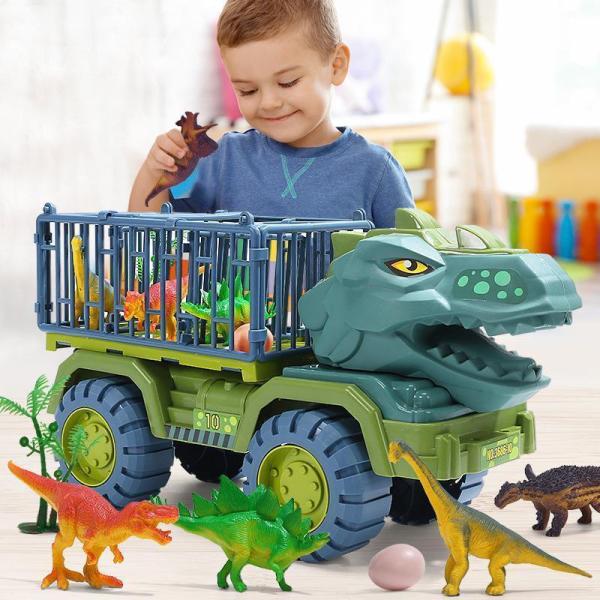 車おもちゃ 恐竜おもちゃ 恐竜セット 知育玩具 男の子 工事車両 運送車 運ぶ 室内 3 4 5 6...