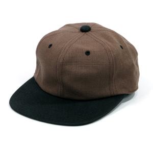 SURPLUS HEMP サープラスヘンプ FAMERS CAP CANVAS COMBI / BROWN x BLACK 100% ヘンプ フラットビルキャップ  ベースボール BB キャップ 帽子