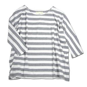 A HOPE HEMP アホープヘンプ 2.2 BORDER DOLMAN WIDE 3/4 TEE / GREY レディース 7分袖 ドルマンスリーブ ボーダー Tシャツ カットソー｜greenplanet