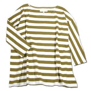 A HOPE HEMP アホープヘンプ 2.2 BORDER DOLMAN WIDE 3/4 TEE / BEIGE レディース 7分袖 ドルマンスリーブ ボーダー Tシャツ カットソー｜greenplanet