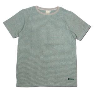 A HOPE HEMP アホープヘンプ REGULAR STRIPE S/S TEE / ASH GREY x FOREST GREEN ヘンプコットン ボーダー ショートスリーブ Tシャツ 半袖｜GREEN PLANET