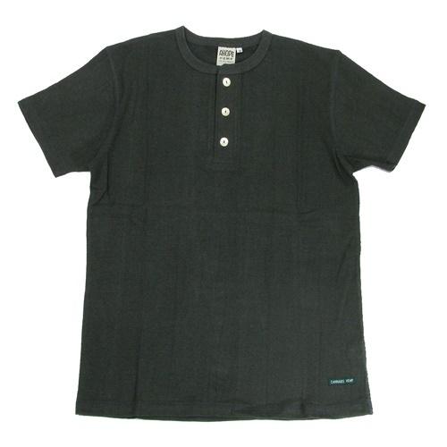 A HOPE HEMP アホープヘンプ S/S HENLEY NECK TEE / OLD BLAC...