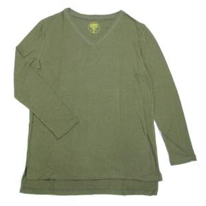 A HOPE HEMP アホープヘンプ BAMBOO V NECK TUNIC / RAT SAGE ヘンプ コットン バンブー レディース ロングスリーブ Vネック チュニック 長袖 無地｜greenplanet