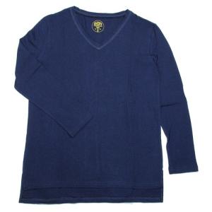 A HOPE HEMP アホープヘンプ BAMBOO V NECK TUNIC / INK BLUE ヘンプ コットン バンブー レディース ロングスリーブ Vネック チュニック 長袖 無地｜greenplanet