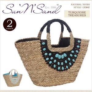 Sun 'N' Sand サンアンドサンド  かごバッグ ストローバッグ ショルダー TURQUIOSE TREASURES SUN10SL03 正規品 本物保証｜greenpumpkin